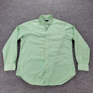 Polo Ralph Lauren Shirt Mens Large Green Striped Long Sleeve Work Preppy‎ Casual